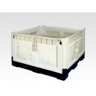 Palletbox, opvouwbaar, 3 sleden, 1200x1000x800 mm, 668ltr, beige/zwart