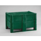 Hygiëne palletbox 1200x800x760 mm, 520 ltr, met 2 sleden, groen