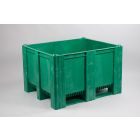 Palletbox 120x100x76 cm, inhoud 630ltr met 3 sleden, groen, zonder middenrim