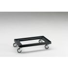 Transportroller met open dek, 600x400 mm, tot 150 kilo, op 4 zwenkwielen, zwart