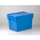 Kunststof distributiebak, bakdeel blauw, dekselhelften blauw 72 ltr