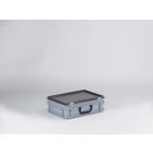 E-line kunststof koffer 400x300x135 mm met 1 greep, 10 ltr, grijs, euronorm