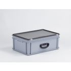 E-line kunststof koffer 600x400x235 mm met 1 greep, 40 ltr, grijs, euronorm