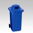 2-wiel container, 600x740x1210 mm 240 ltr, boldeksel 2 gaten blauw