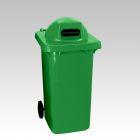 2-wiel container, 600x740x1210 mm 240 ltr, boldeksel met sleuf, groen