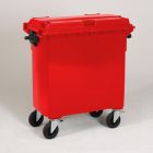 4-wiel container, 1371x779x1316 mm, 770 ltr, met deksel, rood