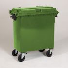4-wiel container, 1371x779x1316 mm, 770 ltr, met deksel, groen