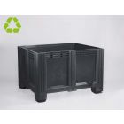 Kunststof palletbox, 1200x1000x760 mm, 610 ltr, 4 poten, gerecycleerde HDPE