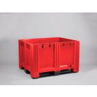 Kunststof palletbox, 1200x1000x760 mm, 610 ltr, 3 sleden, rood