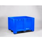 Kunststof palletbox, 1200x1000x760 mm, 610 ltr, 3 sleden, blauw