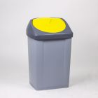 Kunststof afvalbak 430x370x730 mm, 60 ltr, grijs/geel
