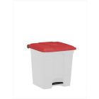 Professionele keuken pedaalemmer 400x400x430 mm, 30 L, wit-rood