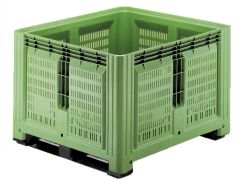 Palletbox 900 liter, 1200x1200x870 mm, 2 sleden lichtgroen Palletbox 900 liter, 1200x1200x870 mm, 2 sleden lichtgroen