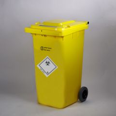 Conteneur DASRI 240 litres JAUNE roues NOIRS Conteneur DASRI 240 litres JAUNE roues NOIRS