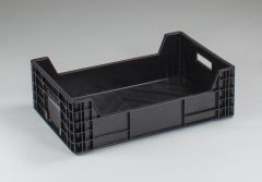 Kunststof euronorm teeltkrat, 60x40x18cm dichte wanden, zwart