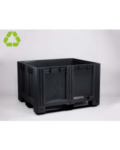 Kunststof palletbox, 1200x1000x760 mm, 610 ltr, 3 sleden, gerecycleerde HDPE