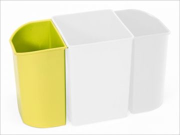 Afvalscheidingbak geel, 6 ltr. Haakt aan prullenbak 13,5 ltr