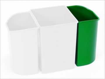 Afvalscheidingbak groen, 6 ltr. Haakt aan prullenbak 13,5 l.