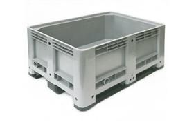 Caisse palette plastique 120x80x60 cm 330L alimentaire 3 semelles GRIS (par pièce)