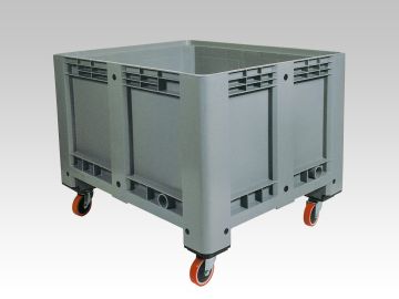 Caisse palette plastique à roulettes 120x100x79 cm 610L alimentaire GRIS (par pièce)