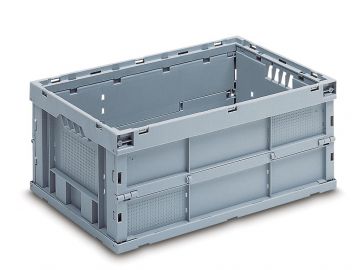 Opvouwbare bak, 49 liter, 600x400x260mm, lichtgrijs