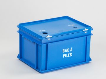 Collecteur de piles usagées 20 litres 2 ouvertures
