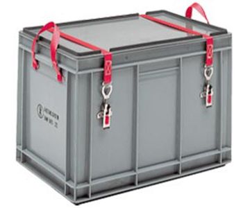 UN gekeurde koffer 90 liter, 600x400x440 mm met spansluitingen en draagriem