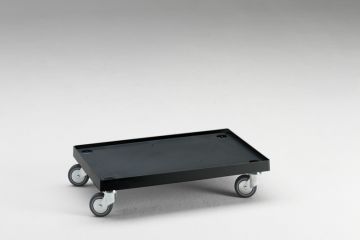 Transportroller, gesloten dek, 600x400 mm, max. 150 kilo, op 4 zwenkwielen zwart
