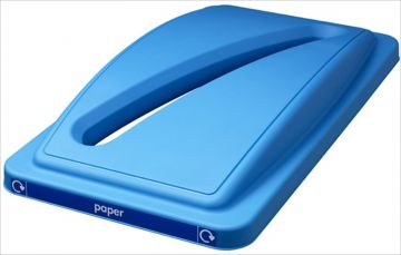 Ecosort deksel voor papier met langwerpige sleuf, blauw