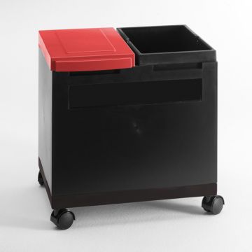 Kantoormodule op wielen 400x300x350 mm zwart/rood