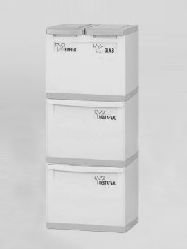 4 -fraction waste station grey 2x tilting bin grey, 2x bucket 2x lid grey