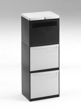 4 -fraction waste station black 2x tilting bin grey, 2x bucket 2x lid grey