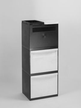 4-fraction waste station black 2x tilting bin grey 1x bag holder 1x bucket lid grey