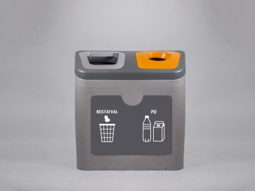 2-fractie afvalscheidingsmeubel Restafval & Plastic flessen - Drinkkartons