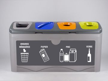 Poubelle tri sélectif entreprise grande contenance 4 bacs