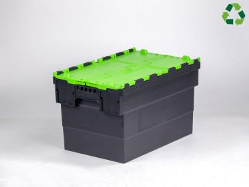 Attached lid container 63L 600x400x365 mm black/green