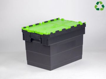 Attached lid container 72L 600x400x416 mm black/green