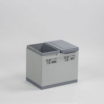 Waste collection module grey 30L 2-fractions 400x300x350 mm