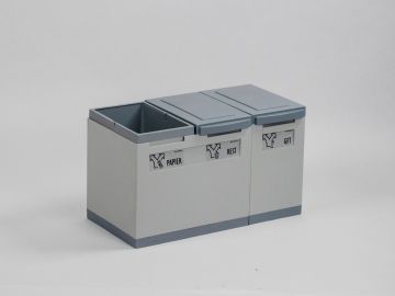 Waste collection module grey 45L  3-fractions 600x300x350 mm