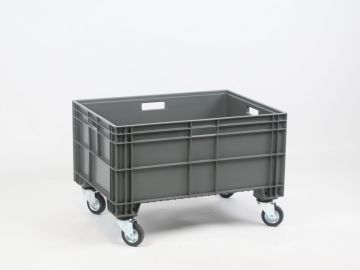 Euronorm grootvolume bak 800x600x520 mm 140 l. op 4 wielen, donkergrijs