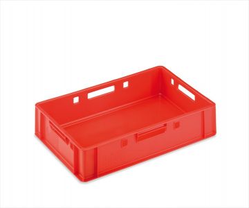 Euronorm kunststof vleeskrat 600x400x125 mm inhoud 25 l. rood