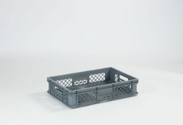 Kunststof cateringbak 600x400x130 mm, 24 l. geperforeerd lichtgrijs