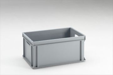 Bac gerbable norme Europe alimentaire 600x400x280 mm poignées ouvertes 53L GRIS