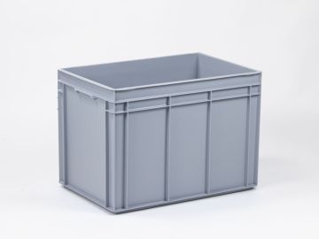 Bac gerbable 600x400x430 mm 90L poignées fermés PP recyclé GRIS