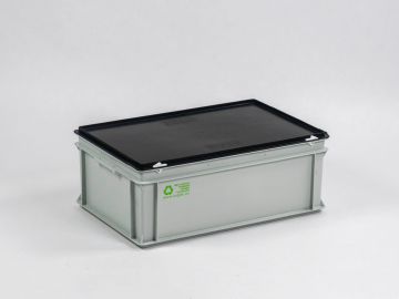 Caisse plastique avec couvercle NOIRE 600x400x235 mm 40 litres