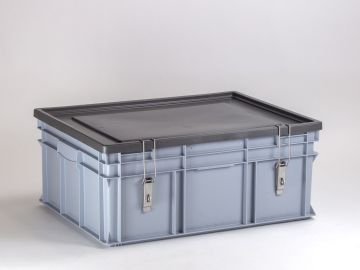 Kunststof kist 800x600x325 mm met scharnierdeksel