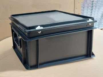 Stapelbare koffer 20 liter, 400x300x235 mm met twee grepen