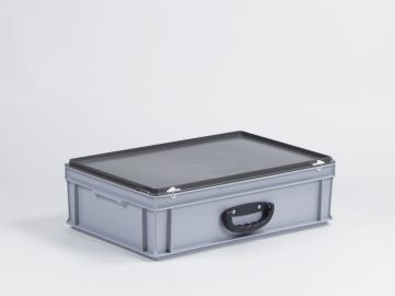 Mallette en plastique E-Line 600x400x185 mm 30 lt 1 poignée, GRIS