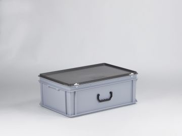 E-line Euroline stackable case, 40L  with one handle PP recycle grey