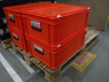 Malle de rangement plastique 600x400x235 mm 40L poignées alu, ROUGE